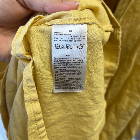 Banana Republic Linen Blend Button Front Sleeveless Yellow Dress - Picture 4 of 7